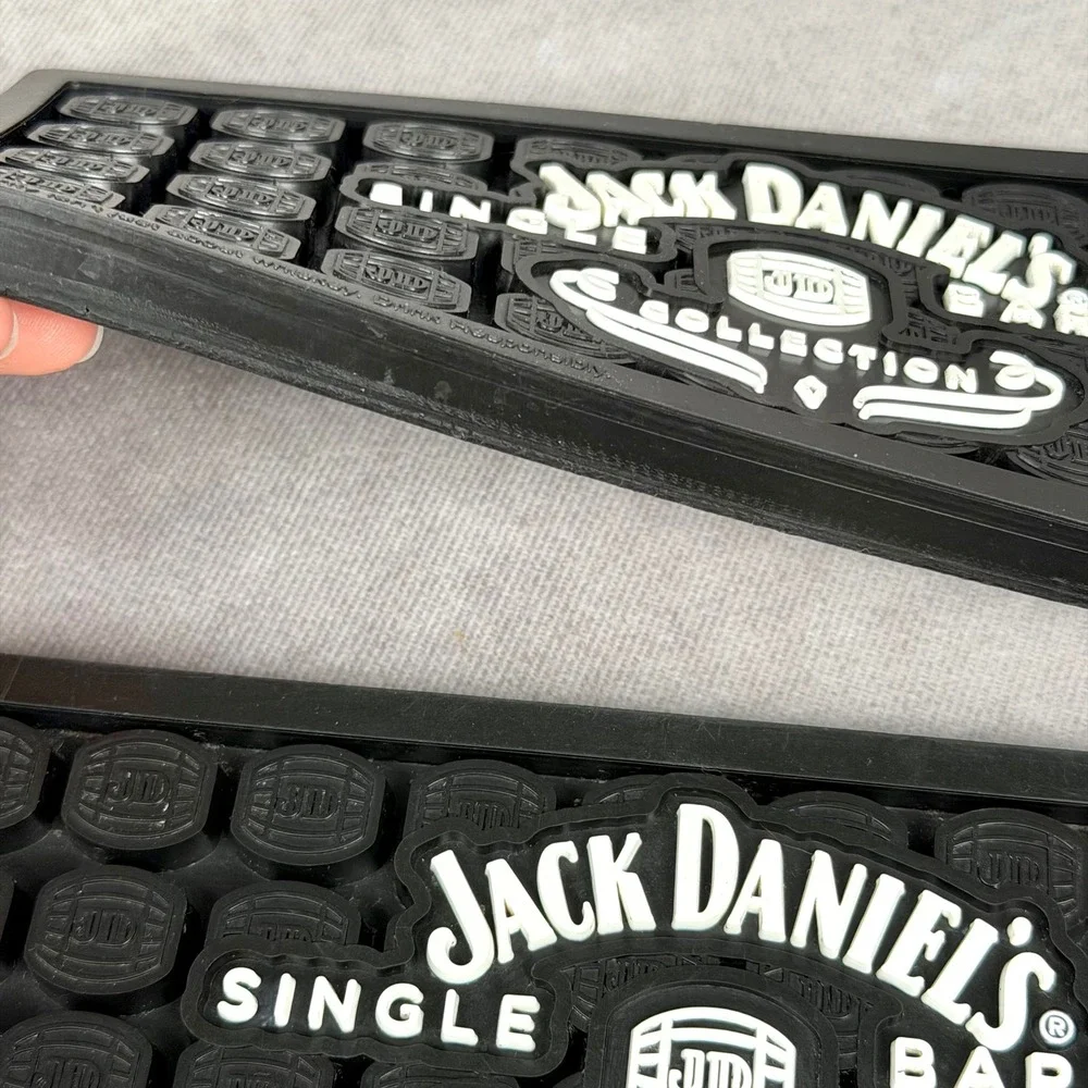 Jack Daniels Single Barrel Collection Rubber Bar Spill Mats Lot of 3 Black White